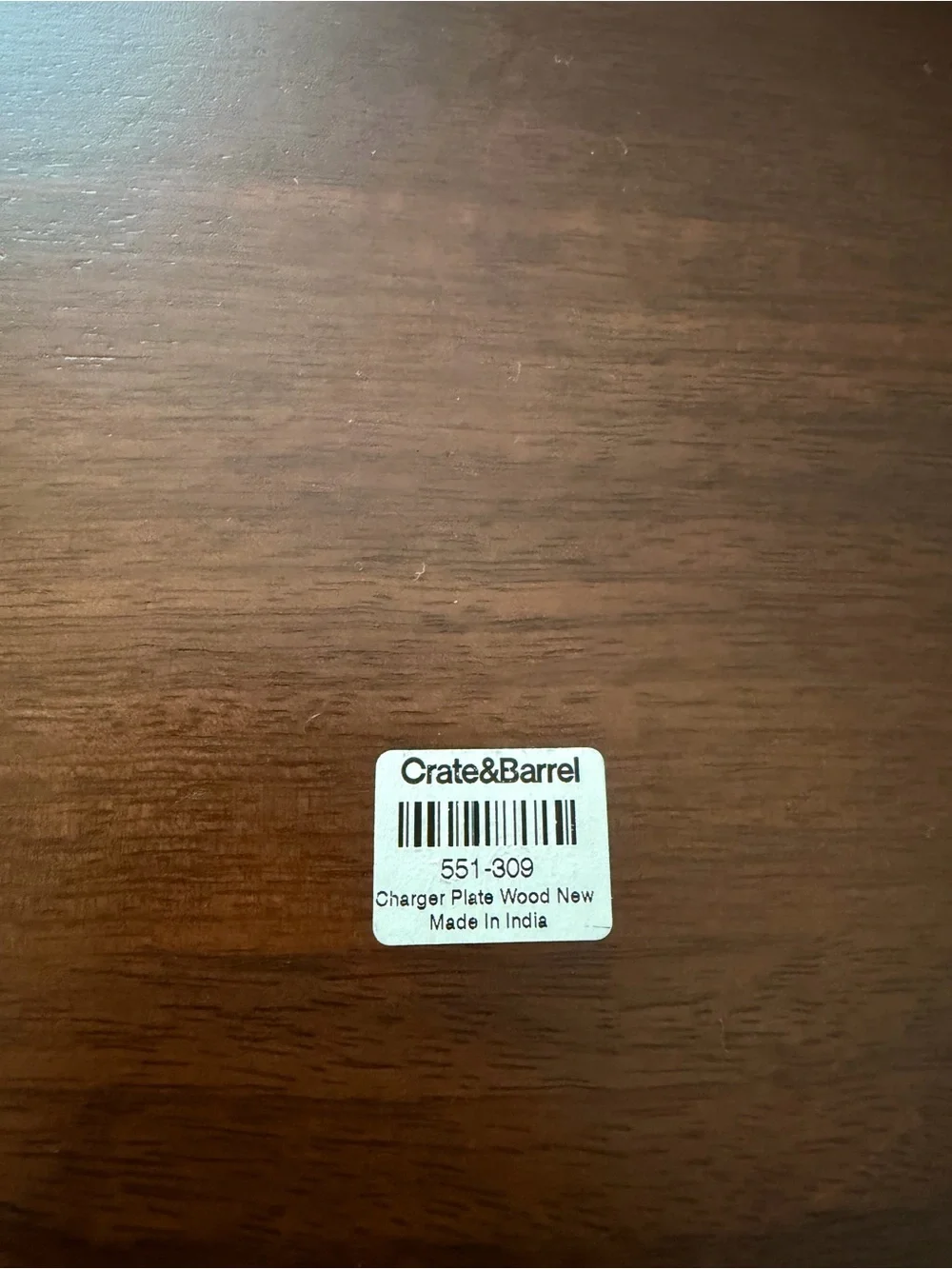 Crate & Barrel Wooden Charger Plate - Brown Rustic Dining Charger (Set of 2)